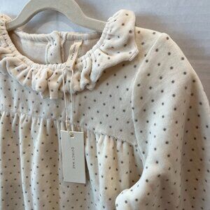 Girl - 4-5Y - NWT Quincy Mae Velour Baby Dress Ivory with Grey Polka Dots